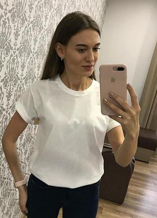 Новая белая хлопковая футболка оверсайз s-3xl 44-54