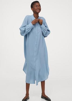 Ніжна блакитна фактурна сукня сорочка h&m s-m-l