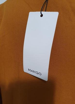 Стильна довга натуральна сукня плаття гірчична рукава обємні бренд mango6 фото