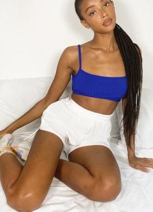 Кроп топ з відкритою спиною синій темно електрик