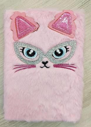 Меховый хутровий блокнот кошечка киця