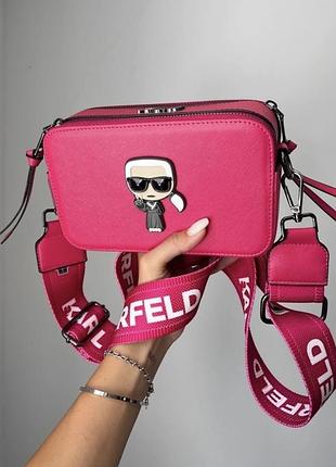 Сумка в стилі karl lagerfeld / karl lagerfeld pink / сумка через плече