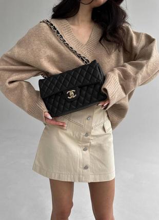 Брендовая женская сумочка шанель ченный цвет, золотая фурнитура3 фото