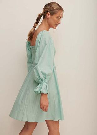 Трендова брендова фісташкова сукня плаття з обємними рукавами на резинці asos2 фото