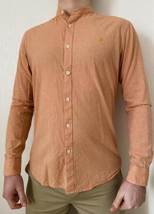 Мужская рубашка персикового цвета от бренда farah2 фото