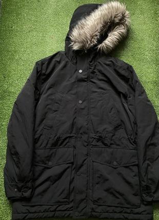 Куртка спортивная парка пуховик h&м черная зимняя