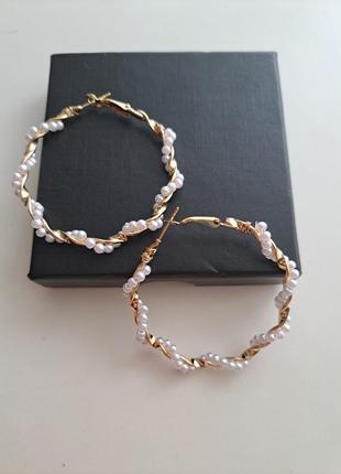 Сережки кільця з перлинами