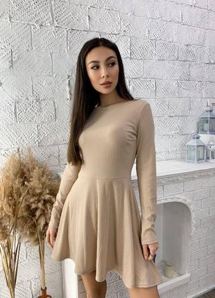 Качественное мини платье трикотаж рубчик