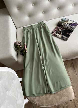 Оливковые брюки кюлоты1 фото