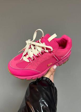 Брендовые женские кроссовки nike x jacquemus pink. замша, кожа