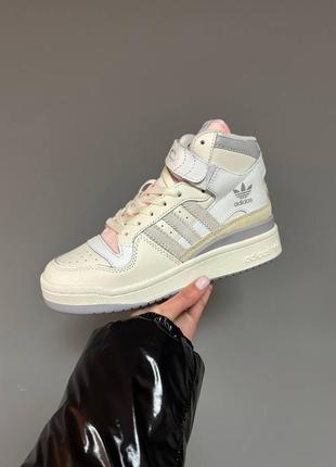 Жіночі брендові кросівки adidas football forum ‘84 high cream / pink