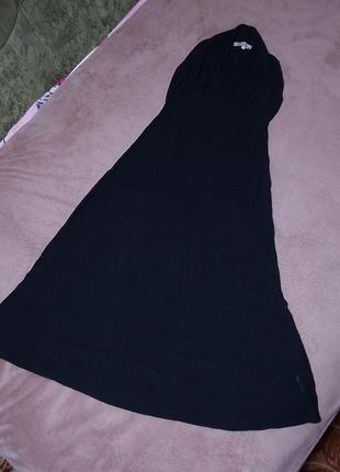 Коттоновое длинное черное платье asos petite размер 10 ткань жатка.9 фото