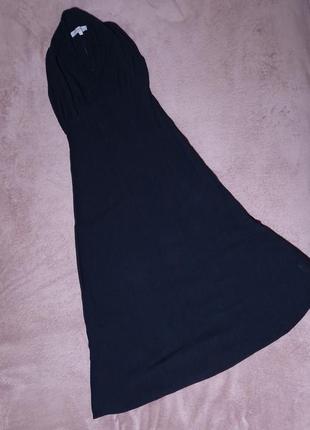 Коттоновое длинное черное платье asos petite размер 10 ткань жатка.10 фото