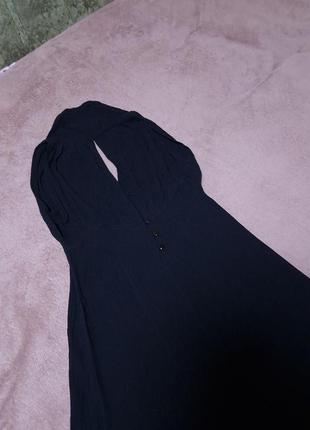 Коттоновое длинное черное платье asos petite размер 10 ткань жатка.6 фото