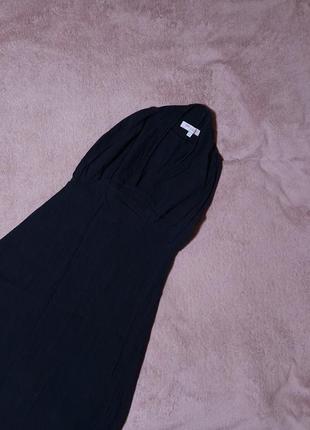Коттоновое длинное черное платье asos petite размер 10 ткань жатка.4 фото