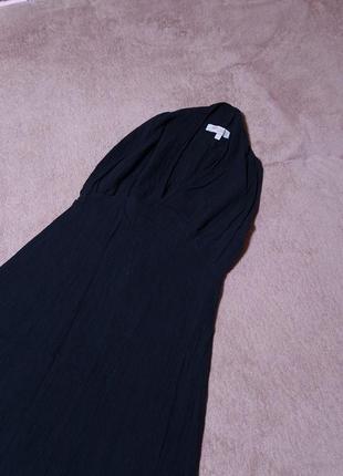 Коттоновое длинное черное платье asos petite размер 10 ткань жатка.5 фото