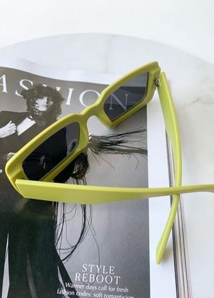 Тренд очки солнцезащитные узкие салатовые очки зеленые унисекс мужские6 фото