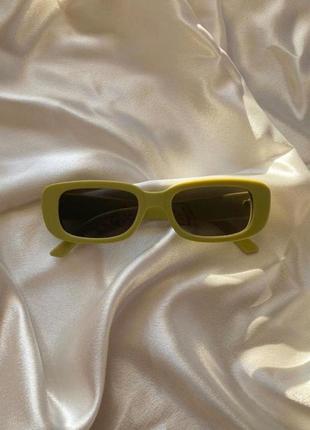 Тренд окуляри сонцезахисні вузькі салатові очки зелені унісекс жіночі чоловічі