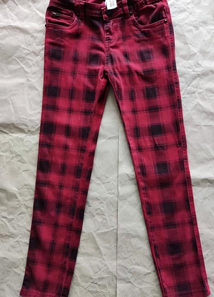 Дитячі червоні штани (джинси) в кллітинку. зріст 134 см
