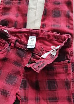 Дитячі червоні штани (джинси) в кллітинку. зріст 134 см3 фото