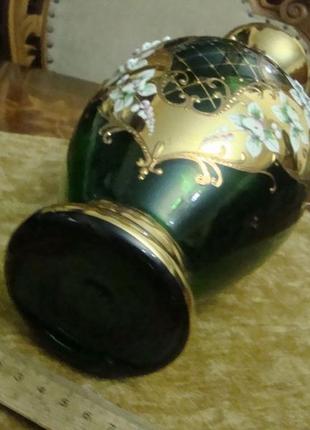 Оригинальная красивая ваза смальта лепка позолота эмаль богемия чехословакия9 фото