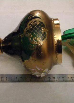 Красивая ваза бонбоньерка смальта эмаль лепка позолота богемия чехословакия