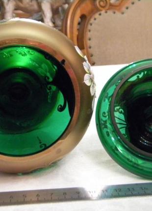 Красивая ваза бонбоньерка смальта эмаль лепка позолота богемия чехословакия