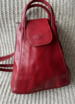 Классный кожаный рюкзак-сумка