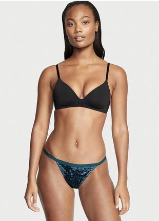 Трусики велюрові зелені леопард стрінги оригінал victoria’s secret