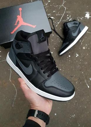 Кроссовки мужские nike air jordan 1 retro high•black grey•