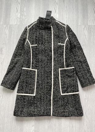 Крутое элегантное пальто утепленное с кожаными вставками cher nika размер