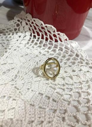 Нежное колечко, новое с жемчугом, золотое кольцо8 фото