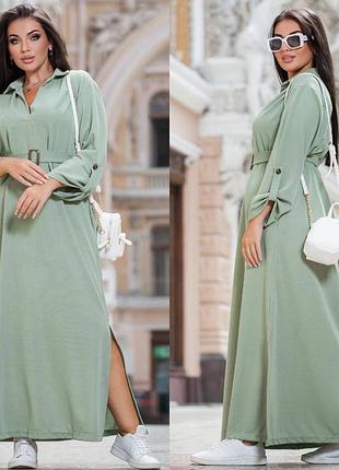 Женское платье длинное батал розовое синее терракотовое бордовое коричневое оливковое...