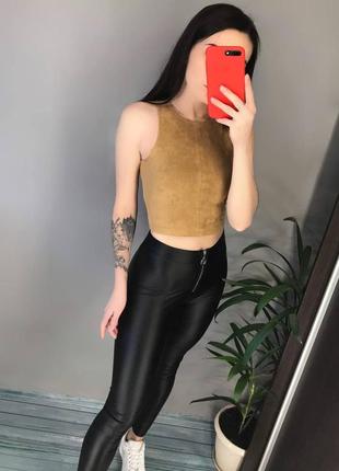 Топ h&m / женский топ / топ без рукавов / на бретелях / блуза / замшевa
