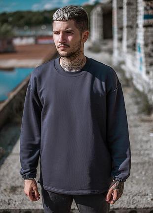 Світшот оверсайз чоловічий огонь пушка fred темно-сірий2 фото