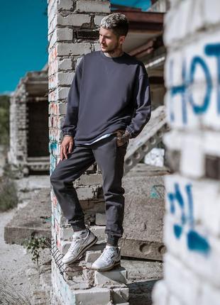 Світшот оверсайз чоловічий огонь пушка fred темно-сірий