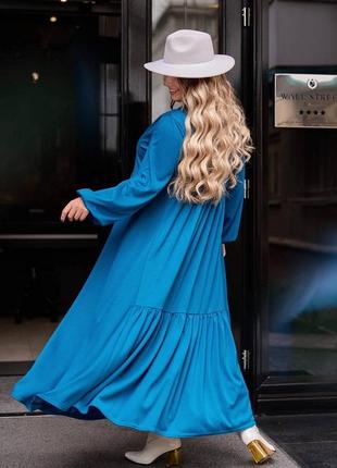 Женское платье длинное батал синее бирюзовое серое фиолетовое демисезонное больших размеров9 фото