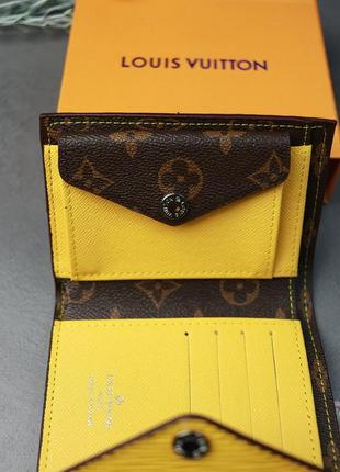 Маленький женский молодежный мини кошелек портмоне книжка на кнопке с желтой вставкой5 фото