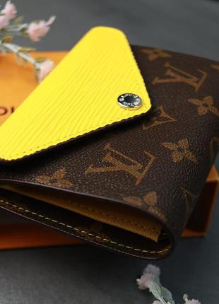 Маленький женский молодежный мини кошелек портмоне книжка на кнопке с желтой вставкой6 фото