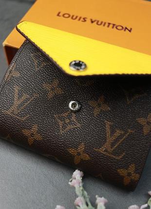 Маленький женский молодежный мини кошелек портмоне книжка на кнопке с желтой вставкой7 фото