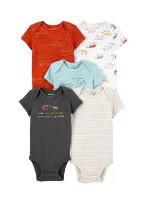 Бодики набор 5 шт с коротким рукавом carters 9м, 12м, 18м