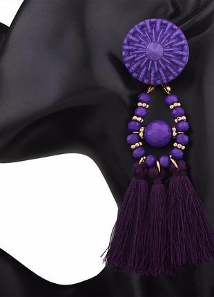 Сережки кисті фіолетова нитка