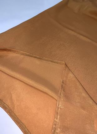 Шелковое платье мини золотистое коричневое капучино3 фото