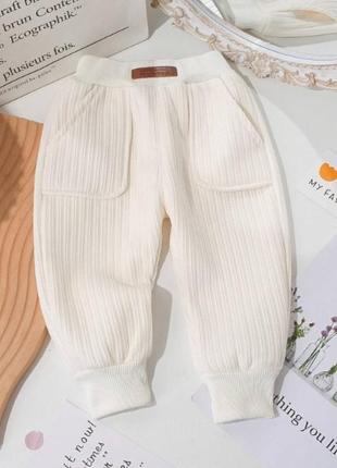 Штани утеплені білі теплі стильні зимові брюки 80 - 130 см1 фото