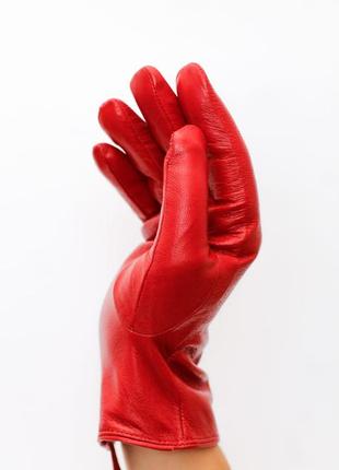 Жіночі шкіряні перчатки на підкладці зі штучного хутра1 фото