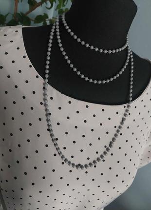 Базовое стильное лаконичное ожерелье серого цвета3 фото