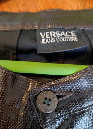 Штани шоколадні брюки з екошкіри versace 3