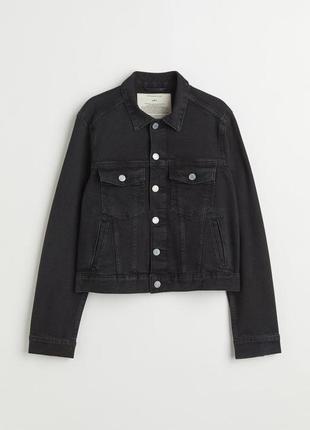 Куртка жіноча h&m, колір чорний😍 курточка джинсова джинсовка косуха