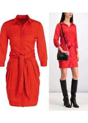 Шелковое мини платье рубашка guess красное короткое шёлковое платье рубашка миди платье красное1 фото
