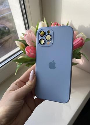 Стеклянный матовый чехол iphone 12 pro